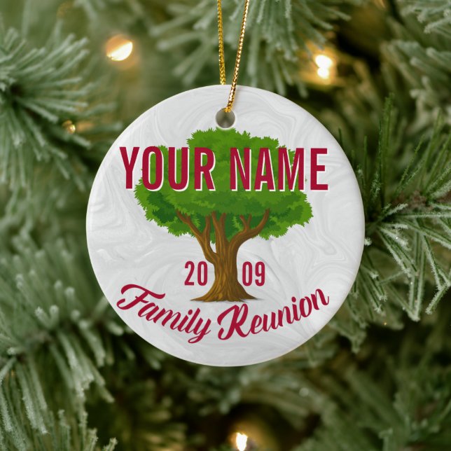 Lebhafte Tree Personalisiert Family Wiedersehen Keramikornament (Baum)
