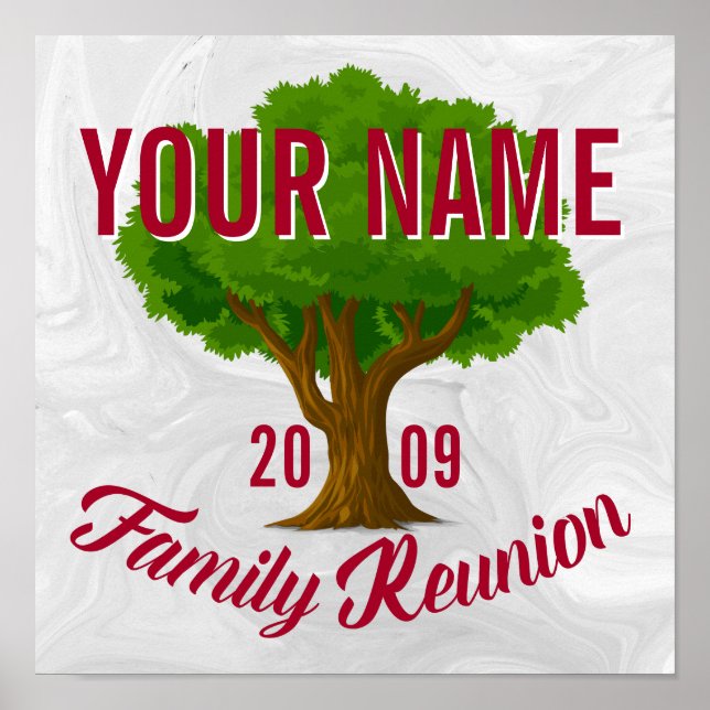 Lebhafte Tree Personalisiert Family Wiedersehen Poster (Vorne)