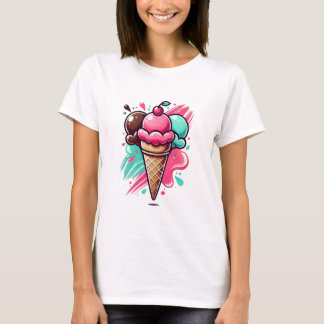 Lebhafte Triple Scoop Ice Creme Art - Fun Dessert T-Shirt