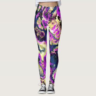 Lebhafte Trippy Boho Hippie Fraktal Marmorroute Leggings