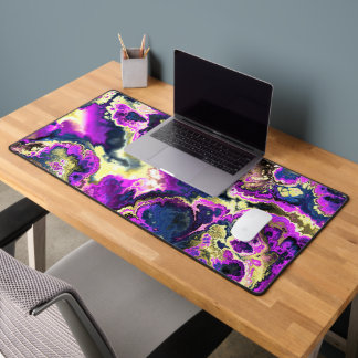 Lebhafte Trippy Boho Hippie Fraktal Marmorroute Schreibtischunterlage