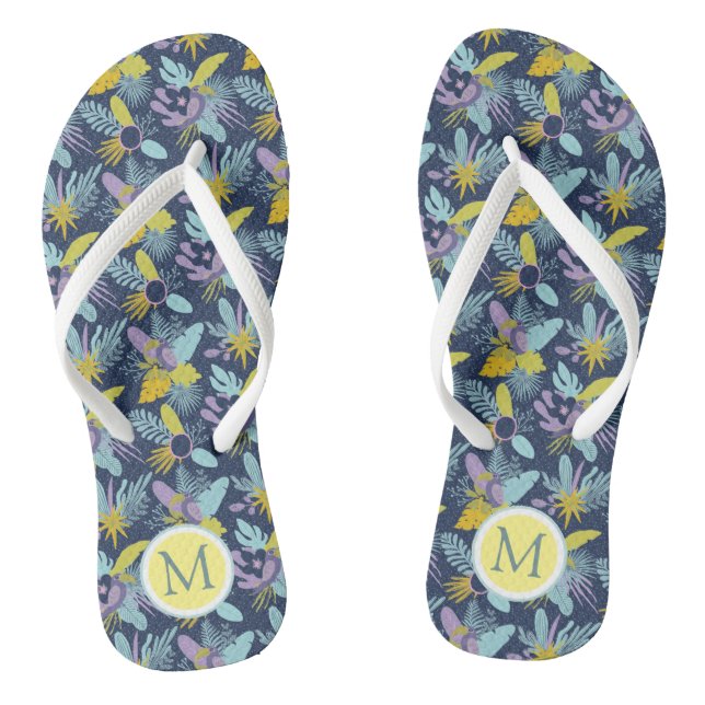 Lebhafte Tropen ⎥ Monogramm Flip Flops (Fußbett)