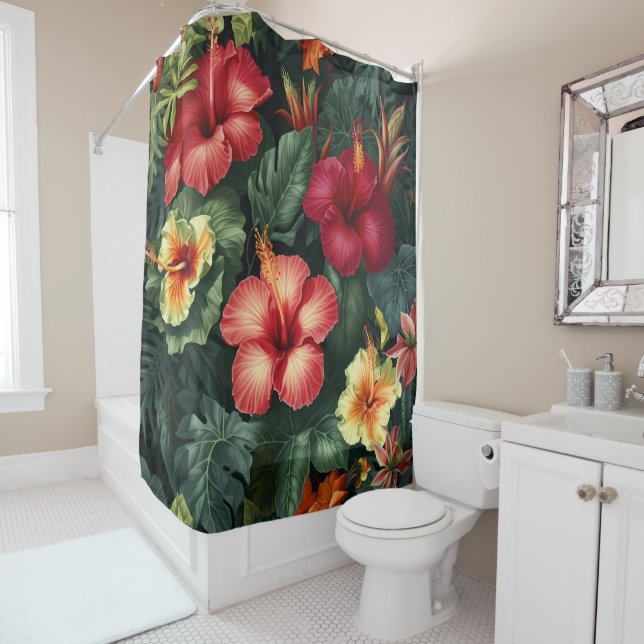 Lebhafte tropische Blume des hawaiianischen Hibisk Duschvorhang (Beispiel)