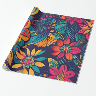 Lebhafte tropische Flora Geschenkpapier