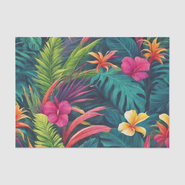 Lebhafte tropische Pflanze und Blume Seidenpapier (Vorderseite)