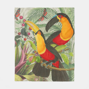 Lebhafte tropische Vögel Kunst Exotischer Dschunge Fleecedecke
