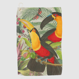 Lebhafte tropische Vögel Kunst Exotischer Dschunge Golfhandtuch