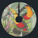 Lebhafte tropische Vögel Kunst Exotischer Dschunge Polyester Weihnachtsbaumdecke<br><div class="desc">Mit diesem beeindruckenden Design mit zwei farbenfrohen Toucan-Vögeln bringen Sie die lebendige Energie des Regenwaldes in Ihr Leben! Inspiriert durch klassische Vintage botanische Illustrationen, zeigt dieses Muster die Vögel, die zwischen üppig grünen Palmenfronten, exotischen roten Blume und verspielten Schmetterlingen stehen. Gelb, rot und smaragdgrün machen dieses Stück zu einem idealen...</div>