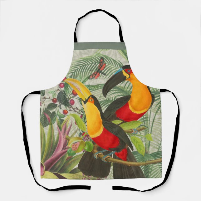 Lebhafte tropische Vögel Kunst Exotischer Dschunge Schürze (Vorderseite)