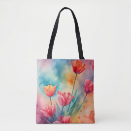 Lebhafte Tulpen Aquarell Tasche