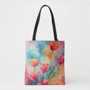Lebhafte Tulpen Aquarell Tasche