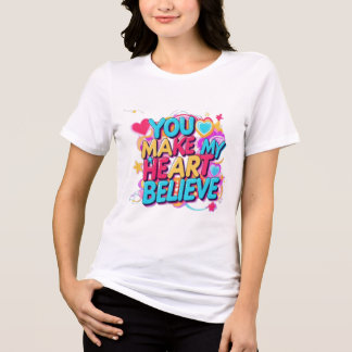 Lebhafte Typografie "You make my Heart Glauve" Tri-Blend Shirt