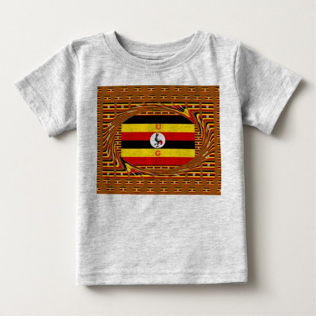 Lebhafte ugandische Flag-Inspirierte Kunst Baby T-shirt (Vorderseite)