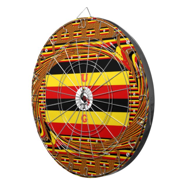 Lebhafte ugandische Flag-Inspirierte Kunst Dartscheibe (Vorderseite rechts)