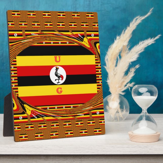 Lebhafte ugandische Flag-Inspirierte Kunst Fotoplatte (Seite)