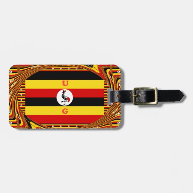 Lebhafte ugandische Flag-Inspirierte Kunst Gepäckanhänger (Vorderseite horizontal)