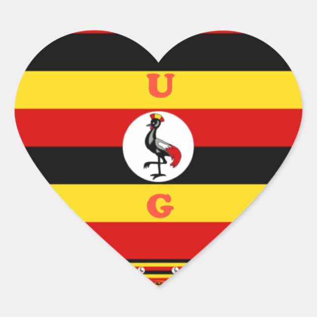 Lebhafte ugandische Flag-Inspirierte Kunst Herz-Aufkleber (Vorderseite)