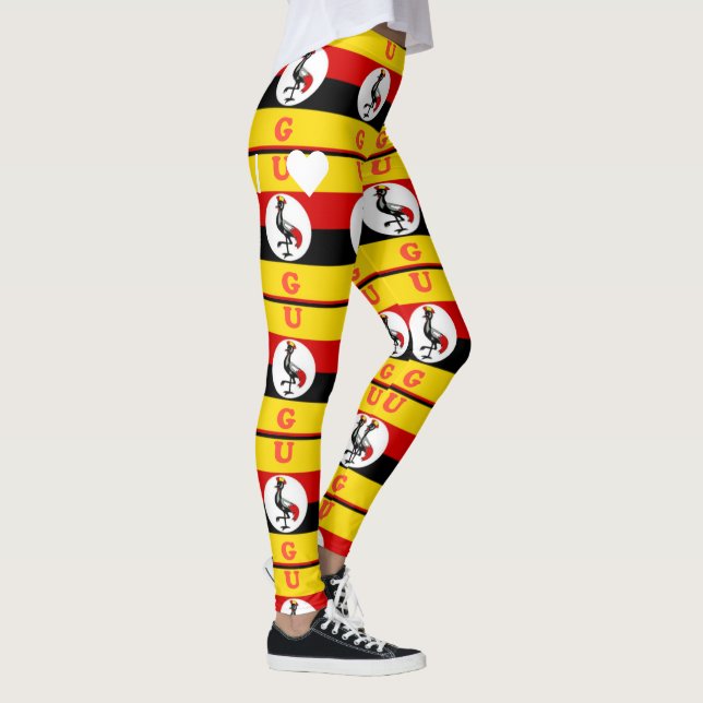 Lebhafte ugandische Flag-Inspirierte Kunst Leggings (Rechts)