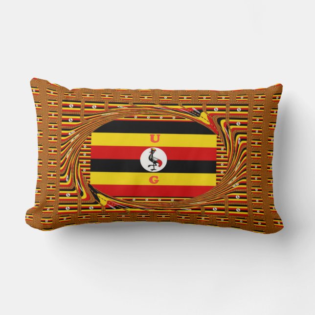 Lebhafte ugandische Flag-Inspirierte Kunst Lendenkissen (Vorderseite)