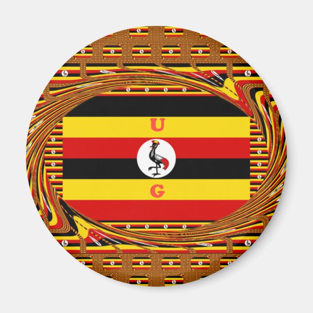 Lebhafte ugandische Flag-Inspirierte Kunst Magnet (Vorne)