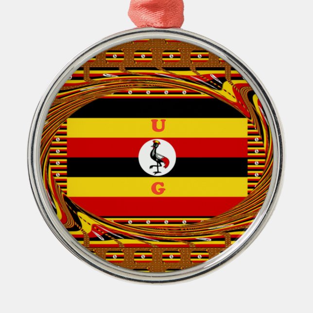 Lebhafte ugandische Flag-Inspirierte Kunst Ornament Aus Metall (Vorne)