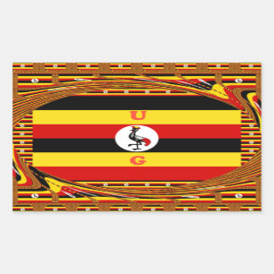 Lebhafte ugandische Flag-Inspirierte Kunst Rechteckiger Aufkleber