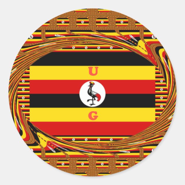Lebhafte ugandische Flag-Inspirierte Kunst Runder Aufkleber (Vorderseite)