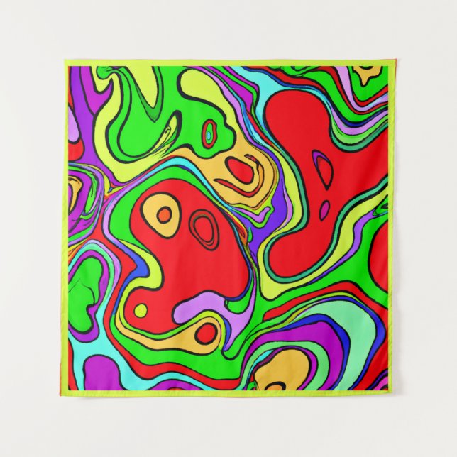 Lebhafte und farbenfrohe Abstrakte Musterkunst Wandteppich (Vorderseite)