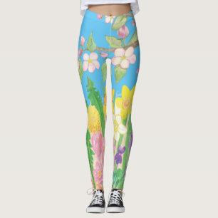 Lebhafte und helle Frühlingsblumen, die Freude aus Leggings