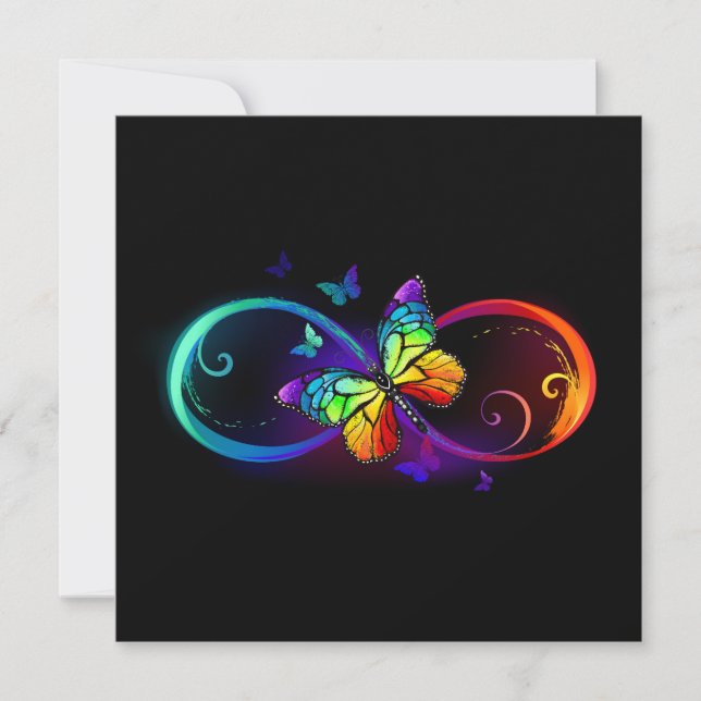 Lebhafte Unendlichkeit mit Regenbogenschmetterling (Vorderseite)