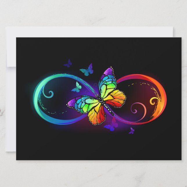 Lebhafte Unendlichkeit mit Regenbogenschmetterling Ankündigung (Vorderseite)
