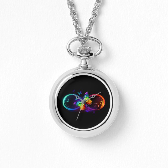 Lebhafte Unendlichkeit mit Regenbogenschmetterling Armbanduhr (Vorderseite)
