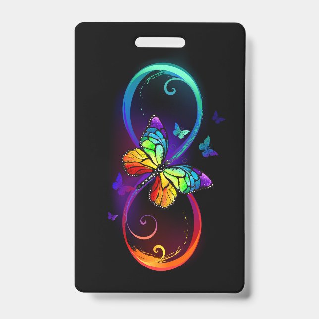 Lebhafte Unendlichkeit mit Regenbogenschmetterling Ausweis (Vorderseite)