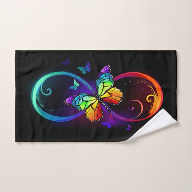 Lebhafte Unendlichkeit mit Regenbogenschmetterling Badhandtuch Set (Handtuch)