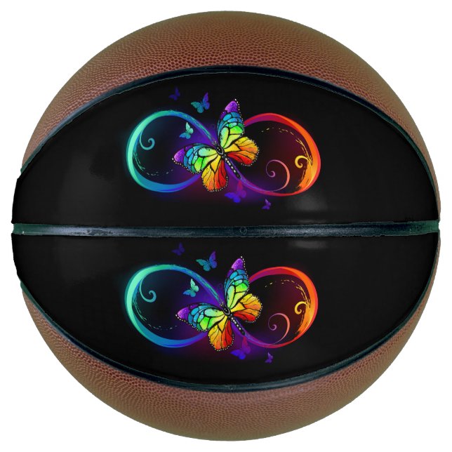 Lebhafte Unendlichkeit mit Regenbogenschmetterling Basketball (Vorderseite)