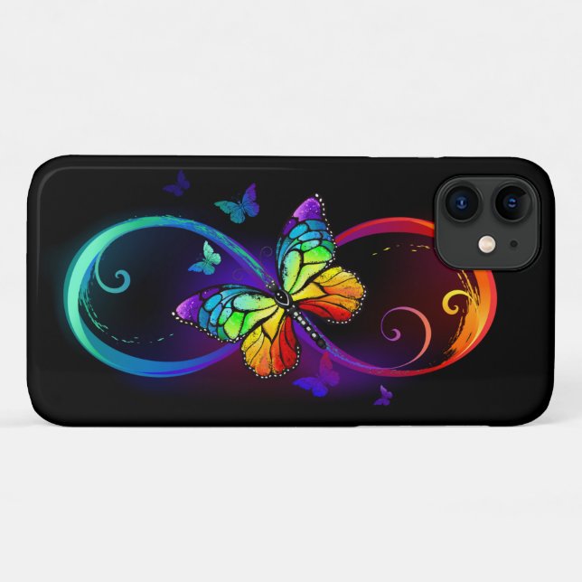 Lebhafte Unendlichkeit mit Regenbogenschmetterling Case-Mate iPhone Hülle (Rückseite (Horizontal))