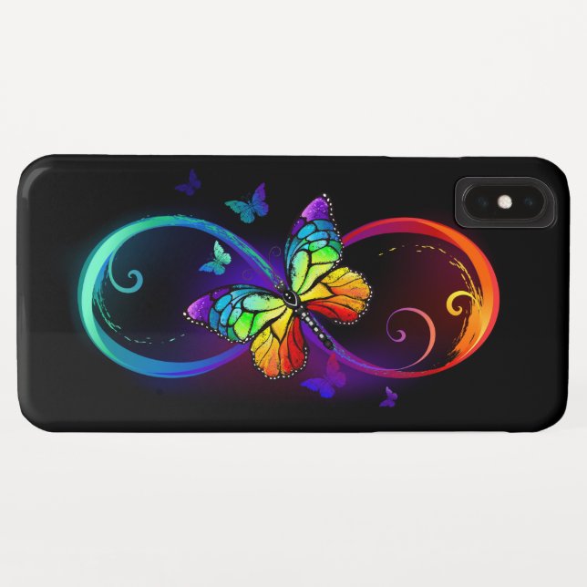 Lebhafte Unendlichkeit mit Regenbogenschmetterling Case-Mate iPhone Hülle (Rückseite (Horizontal))