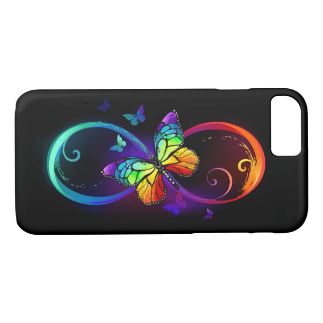 Lebhafte Unendlichkeit mit Regenbogenschmetterling Case-Mate iPhone Hülle (Rückseite (Horizontal))
