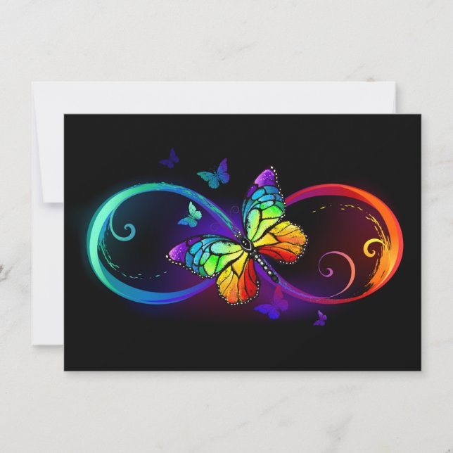 Lebhafte Unendlichkeit mit Regenbogenschmetterling Dankeskarte (Vorderseite)