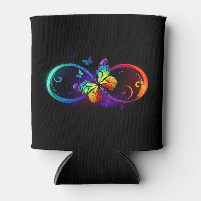 Lebhafte Unendlichkeit mit Regenbogenschmetterling Dosenkühler (Vorderseite)