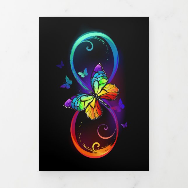 Lebhafte Unendlichkeit mit Regenbogenschmetterling Dreifach Gefaltete Ankündigung (Cover)