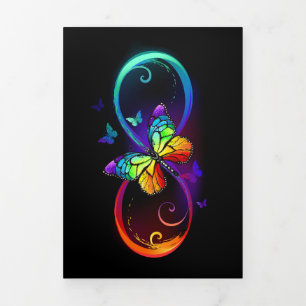 Lebhafte Unendlichkeit mit Regenbogenschmetterling Dreifach Gefaltete Urlaubskarte