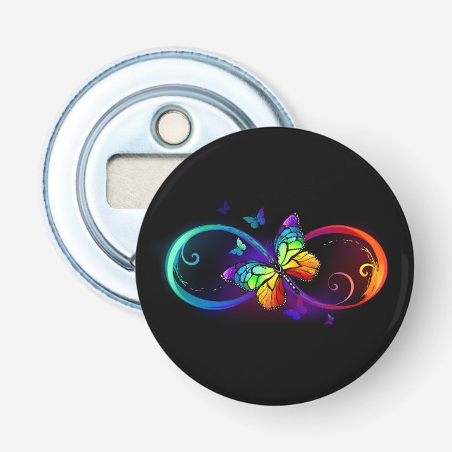 Lebhafte Unendlichkeit mit Regenbogenschmetterling Flaschenöffner (Vorderseite)
