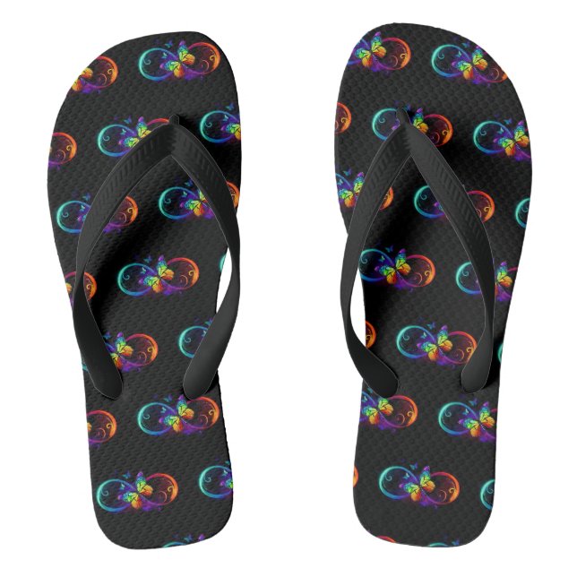 Lebhafte Unendlichkeit mit Regenbogenschmetterling Flip Flops (Fußbett)