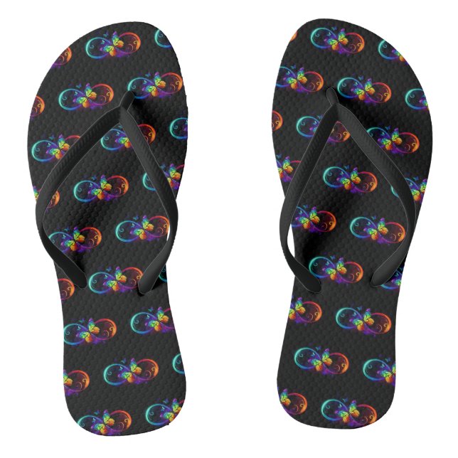 Lebhafte Unendlichkeit mit Regenbogenschmetterling Flip Flops (Fußbett)