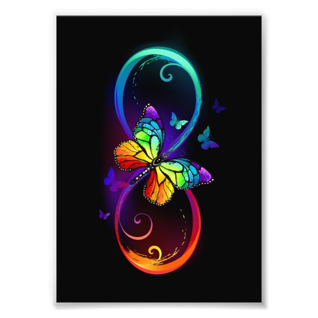 Lebhafte Unendlichkeit mit Regenbogenschmetterling Fotodruck (Vorne)