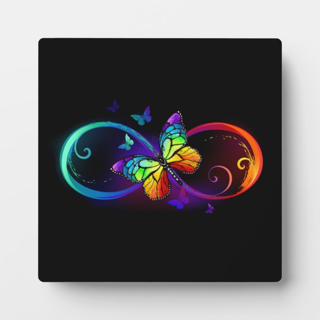 Lebhafte Unendlichkeit mit Regenbogenschmetterling Fotoplatte (Vorderseite)