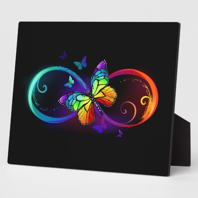 Lebhafte Unendlichkeit mit Regenbogenschmetterling Fotoplatte (Seite)