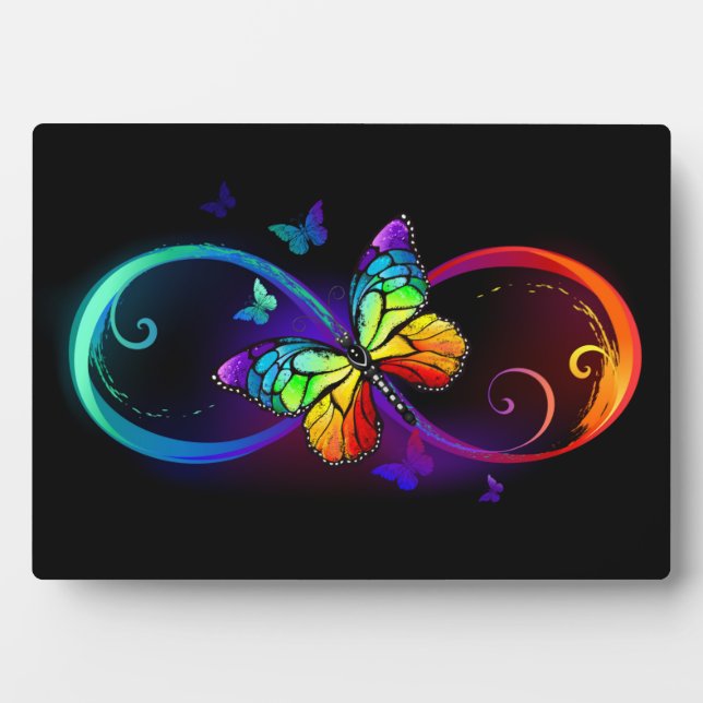 Lebhafte Unendlichkeit mit Regenbogenschmetterling Fotoplatte (Vorderseite)