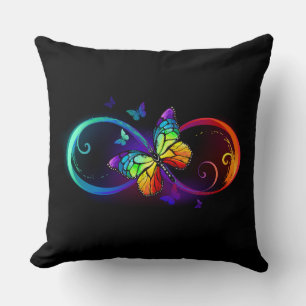 Lebhafte Unendlichkeit mit Regenbogenschmetterling Kissen